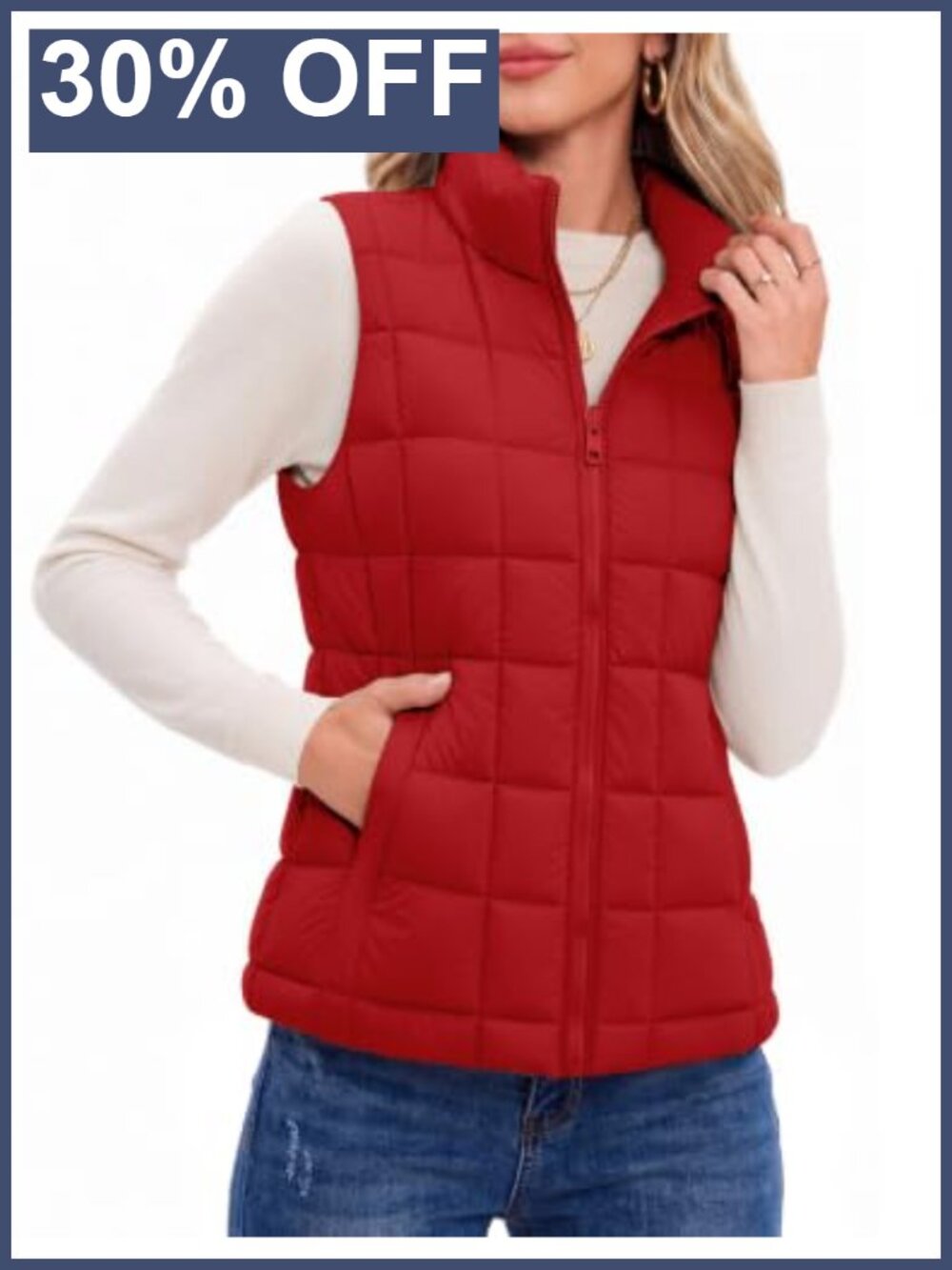 Lightweight Quilted Puffer Vest Stand Collar Zip Up Sleeveless Outerwear